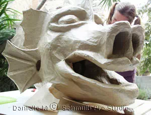 papier mache dragon head